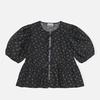 Ganni Ditsy-Print Organic Cotton Peplum Blouse - UK 6