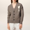 AMI Boxy ADC Logo-Intarsia Wool Cardigan - XS