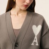 AMI Boxy ADC Logo-Intarsia Wool Cardigan - XS