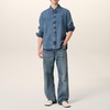 AMI Denim De Coeur Logo-Embroidered Shirt - M