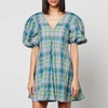 Ganni Checked Cotton-Blend-Seersucker Mini Dress - EU 36/UK 8