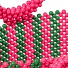 Beaded Handbag With Pink And Green Stripes