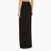 Black Silk Long Skirt With Drape