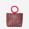 Beaded Handbag With Pink And Green Stripes