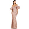 Women's Off shoulder mermaid beaded gown with tiered sleeves