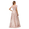 Women's Lace ballgown with Feather Cap Sleeves