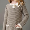 Little Girls Organic Long Sleeve Bow Detail Tweed Sweater Dress