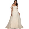 Women's Illusion Neck, Long Bell Sleeve Gown