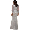 Women's Long Sleeve Lace Gown with Removable Over Skirt