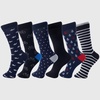 6 Pack Mens Cotton Dress Socks Mid Calf Argyle Pattern Solids Set