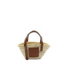 Small leather-trimmed basket tote