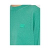 Green Wool Ribbed Sweater with Iconic Face Appliqué