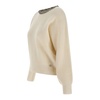 White Ribbed Wool Sweater with Rhinestones