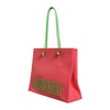 Leather Shopping Tote Bag Pink Green