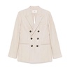 Beige Wool Double-Breasted Blazer Jacket