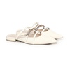 White Patent Leather Sandals with Metal Chain