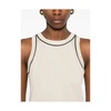 Beige Crew Neck Sleeveless Bead Top