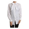 White Long Sleeves Scarf Neck Blouse