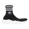 Black 3D Knit Sneakers with Sock Design