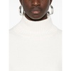White Ribbed Knit Turtleneck Sweater