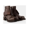 Marron Leather Square Toe Boots
