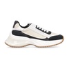 Contrast leather sneakers with metallic logo