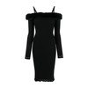 Black Off-Shoulder Ribbed Midi Dress