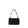 Black Leather Shoulder Bag with Gold-Tone Hardware