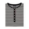 Black Button Crew Neck T-shirt