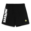 Black Overall Shorts with Iridescent Detail