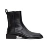 Black Leather Ankle Boots Square Toe