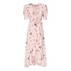 Rose Print Silk Wrap Dress with Belt