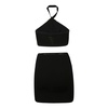 CRISS CROSS LOGO TRIM HALTER DRESS