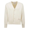 Embroidered logo cotton and wool cardigan