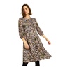 Printed Dress with Pleats and 3/4 Sleeves