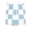 Checkered Elastic Drawstring Shorts White