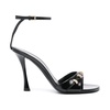 Stitch heeled sandals in leather with crystals details