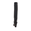 Long, pointed knee-high boots in smooth black leather