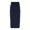 Blue Wool Blend Slub Skirt