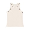Beige Crew Neck Sleeveless Bead Top