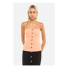 Strapless Button-Front Top in Pink
