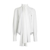 White Cotton Stand-Up Collar Shirt