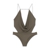 Plunging Neckline Bodysuit with Adjustable Back Laces