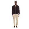 Brown Bomber Jacket with Knit Edges