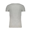 Gray Cotton V-Neck T-Shirt with Print