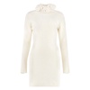 Floral Wool Dress with Stand Collar