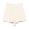 Beige Elastic Waistband Shorts with Logo