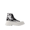 White Fabric Platform Sneakers