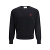 Ribbed Crew Neck Wool Sweater with Logo