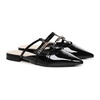 Black Patent Leather Sandals with Chain